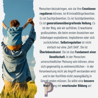 Warum uns unsere Arbeit in der Praxis so wichtig ist? -- Menschen beizubringen, wie sie ihre Emotionen regulieren können, ist Kriminalitätsprävention. Es ist Suchtprävention. Es ist Suizidprävention. Es ist generationenübergreifende Heilung. Es ist der Weg, wie wir aufhören, Erwachsene großzuziehen, die beim ersten Anzeichen von Unbehagen explodieren, implodieren oder sich zurückziehen. Selbstregulation ist nicht einfach nur eine „Soft Skill“. Sie ist Überlebenskunst. Sie ist das Fundament einer Gesellschaft, in der Menschen unterschiedlicher Meinung sein können, ohne sich gegenseitig zu entmenschlichen – in der Verantwortung nicht als Angriff verstanden wird und in der Konflikte nicht zwangsläufig in Gewalt enden müssen. Du willst eine bessere Welt? Fang mit emotionaler Bildung an! #EmotionenRegulieren #GesellschaftVerändern #PräventionStattReaktion
#HeilungBeginntBeiUns #Aufarbeitung #generationentrauma #traumabewältigung
#emotionaleKompetenz #psychischeGesundheit #sozialeKompetenz #lebenlernen #praxis #psychologischeberatung #psychotherapie #koblenz #waldesch